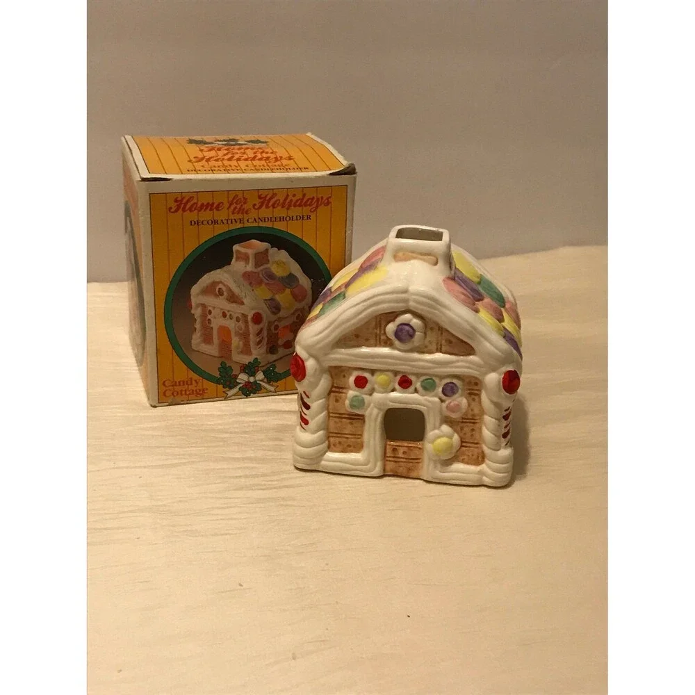 Home for the Holidays Candy Cottage Decorative Candleholder